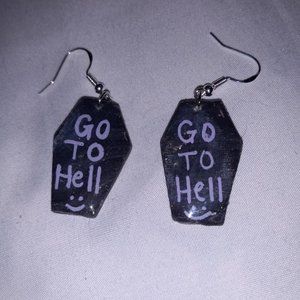 go to H E L L coffin earrings